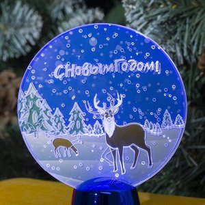 Подставка с динамикой "Северный олень", 11.5 см, (батарейки в компл.), 2 LED, БЕЛЫЙ