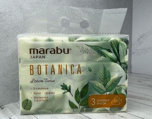 Салфетки бумажные MARABU Botanica с крем эффектом в мягкой упаковке,3 слоя, спайка 3 штуки по 120шт