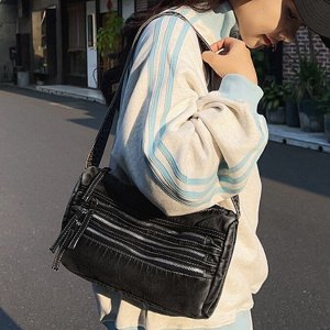 Новая Маленькая квадратная джинсовая сумка с карманами, черная, 29*8*19см