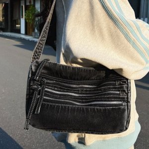 Новая Маленькая квадратная джинсовая сумка с карманами, черная, 29*8*19см