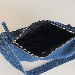 Новая Маленькая квадратная джинсовая сумка с карманами, черная, 29*8*19см