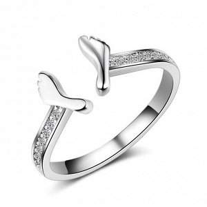 CRYSTAL SHIK Безразмерное женское кольцо под серебро с фианитами "Ножки"