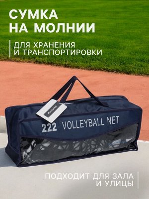 Сетка волейбольная ONLYTOP, с тросом, нить 2,9 мм, 9,5х1 м