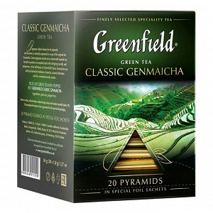 Чай зеленый Greenfield Classic Genmaicha с воздушным рисом в пирамидках 1,8 г x 20 шт