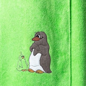 Килт жен КЖ-2019, 80х150+-2 нежная зелень, вышивка Пингвины, махра 300г/м хл100%