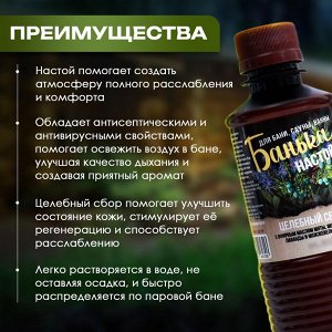 Настой для бани целебный сбор с эфирным маслом мяты, 250 мл