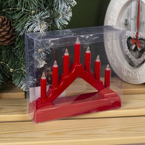 Светодиодная фигура «Красная рождественская горка», пластик, батарейки ААх2 (не в комплекте), свечение тёплое белое