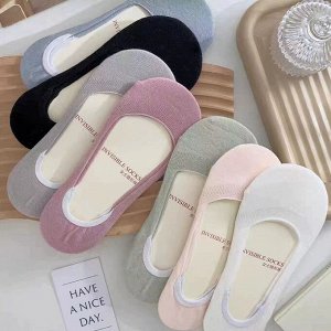 Носки короткие, однотонные, следки, 2 пары