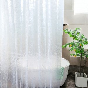Штора для ванной 180*180 см, цвет белый, ПЭВА, кольца в комплекте