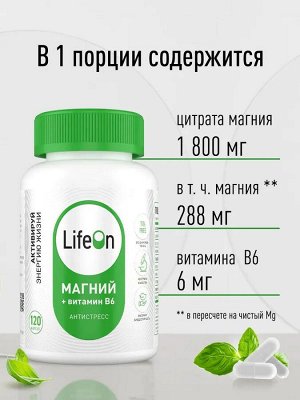 Магний + Витамин В6, 120 капсул