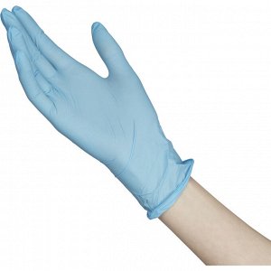 Перчатки медицинские голубые нитриловые неопудренные GLOVES, S 50пар в уп