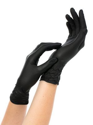 Перчатки нитриловые неопудренные ЧЕРНЫЕ GLOVES, S 50пар в уп