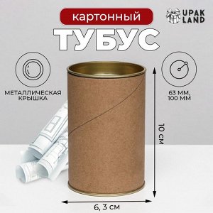 Тубус 63?100 мм (80 мм внутр. высота), картон, металлическая крышка