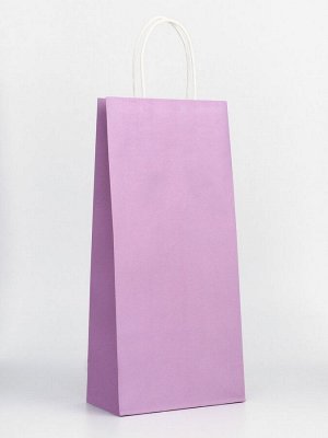 Пакет крафт под бутылку, Сиреневый, 14x8x32 см