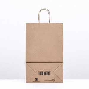 Пакет бумажный крафт 90 г/м², круглая ручка 22x12x34.5 см