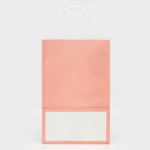 Пакет крафт «Радуга», нежно - розовый, 22x13x32 см, 80 г/м², 1 шт.