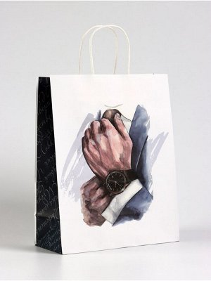 Пакет подарочный крафт «Джентльмен», 25x12x32 см
