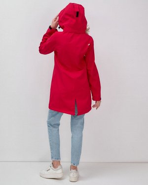 Парка спортивная женская с капюшоном softshell красного цвета 9568Kr