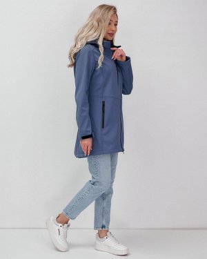 MTFORCE Парка спортивная женская с капюшоном softshell синего цвета 9568S