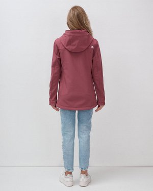 Ветровка спортивная женская с капюшоном softshell малинового цвета 9566M
