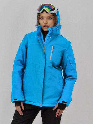 Горнолыжная куртка женская зимняя синего цвета 7015_1S