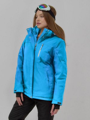 Горнолыжная куртка женская зимняя синего цвета 7015_1S