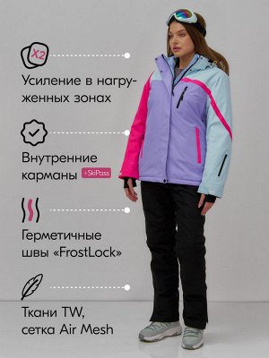 Горнолыжный костюм женский зимний фиолетового цвета 016F
