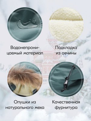 Куртка парка зимняя детская подростковая для мальчика с капюшоном и мехом цвета хаки 9443Kh