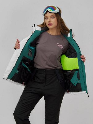 Горнолыжная куртка женская зимняя белого цвета 7015_1Bl