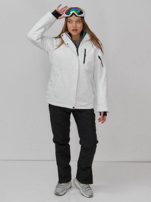 Горнолыжная куртка женская зимняя белого цвета 7015_1Bl