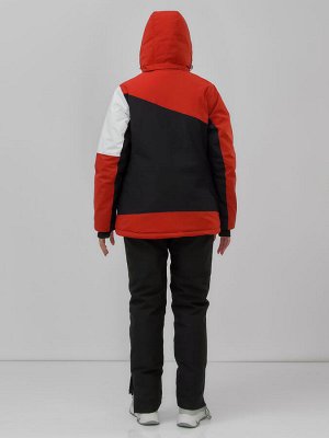 Горнолыжная куртка женская зимняя красного цвета 7081Kr