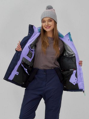 Горнолыжная куртка женская зимняя сиреневого цвета 707Sn