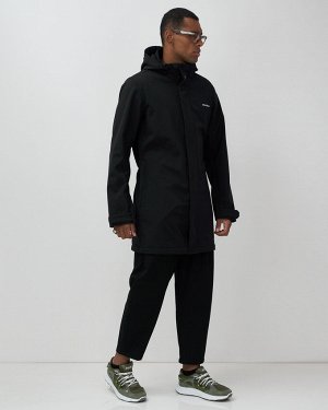 Парка спортивная мужская с капюшоном softshell черного цвета 9565Ch