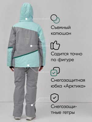 Горнолыжный костюм женский зимний большого размера голубого цвета 07092Gl