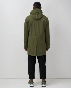 Парка спортивная мужская с капюшоном softshell цвета хаки 9565Kh