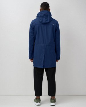 Парка спортивная мужская с капюшоном softshell синего цвета 9565S