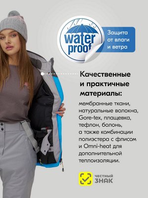 Горнолыжный костюм женский зимний синего цвета 07017S