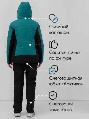 Горнолыжный костюм женский зимний зеленого цвета 0027Z
