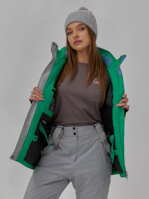 Гоннолыжная куртка женская зимняя желтого цвета 709J
