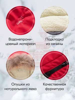 Куртка парка зимняя подростковая для девочки с капюшоном и мехом красного цвета 9446Kr