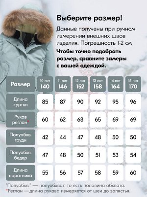 Куртка парка зимняя подростковая для девочки с капюшоном и мехом бирюзового цвета 9446Br