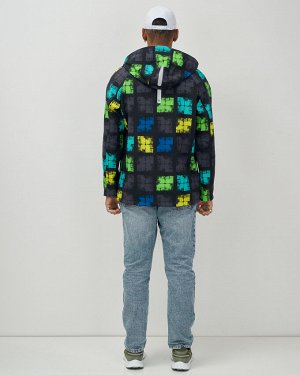 Ветровка спортивная мужская с капюшоном softshell желтого цвета 9563J