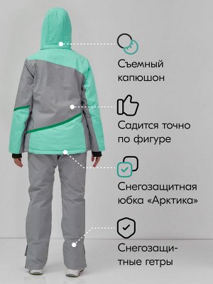 Горнолыжный костюм женский зимний бирюзового цвета 0709_1Br