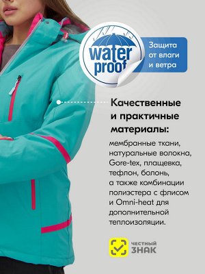 Горнолыжный костюм женский зимний бирюзового цвета 07091Br