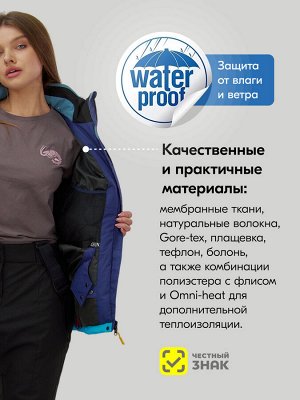 Горнолыжный костюм женский зимний синего цвета 07081S