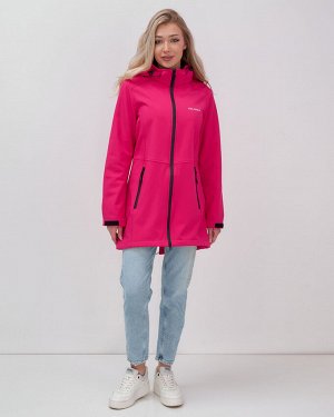 Парка спортивная женская с капюшоном softshell розового цвета 9568R
