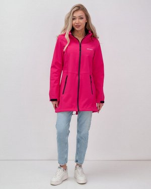 Парка спортивная женская с капюшоном softshell розового цвета 9568R