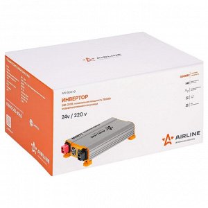Инвертор напряжения Airline, 24В(DC)→220В(AC), 50Гц, 1500Вт, (+2xUSB 5В), арт. API-1500-10