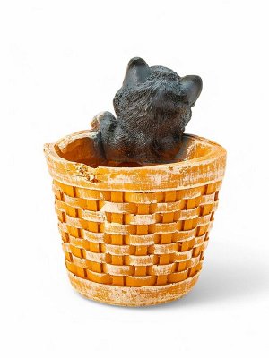 Фигурное кашпо "Котенок в круглой корзине" 20х18см