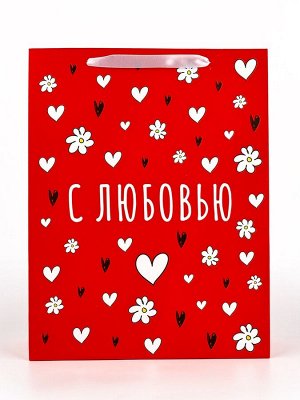Пакет подарочный бархатный, упаковка, «С любовью», бархат, L 31 х 40 х 11.5 см
